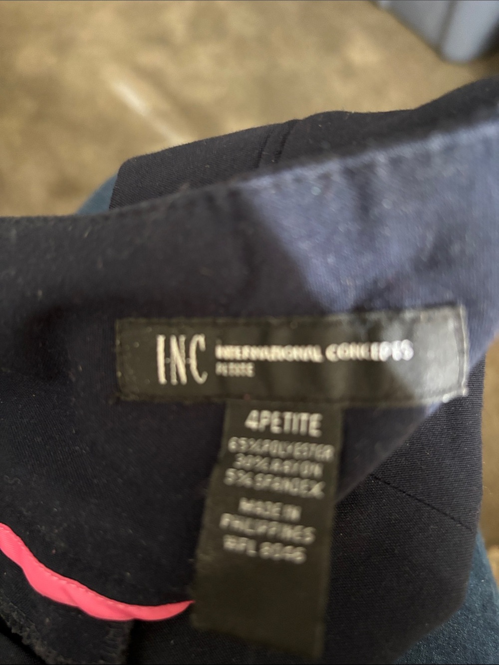 INC International Concepts Navy pants with Pink Accent